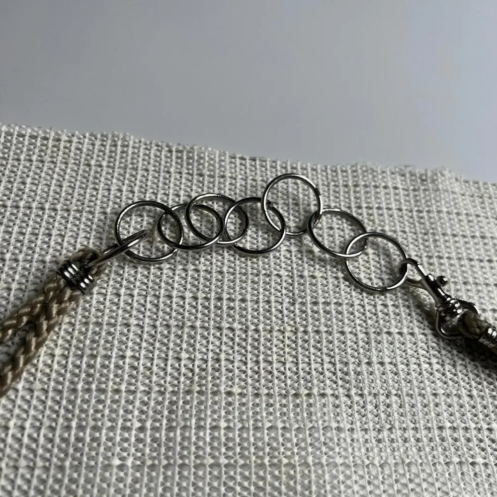 80s Vintage Boho Rope & Metal Decorative Belt‎ Faux Horn Medallion